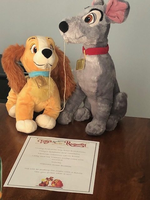 Image showing two Lady & the Tramp soft toys and themed menu