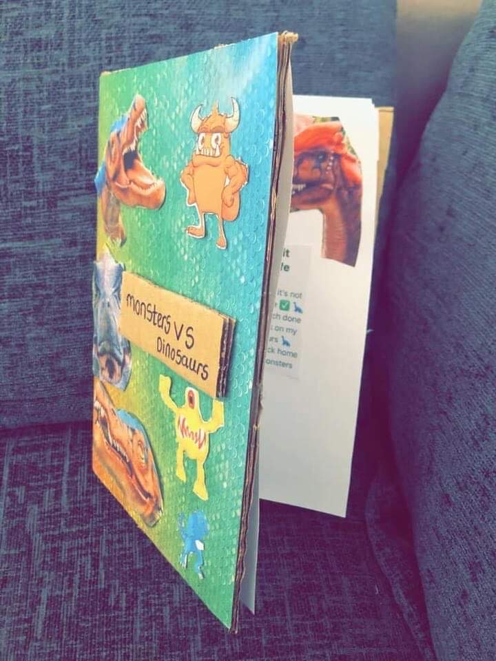A photo of a homemade book
